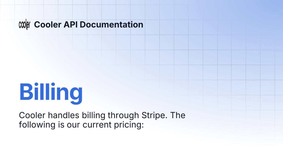Billing | Cooler API Documentation