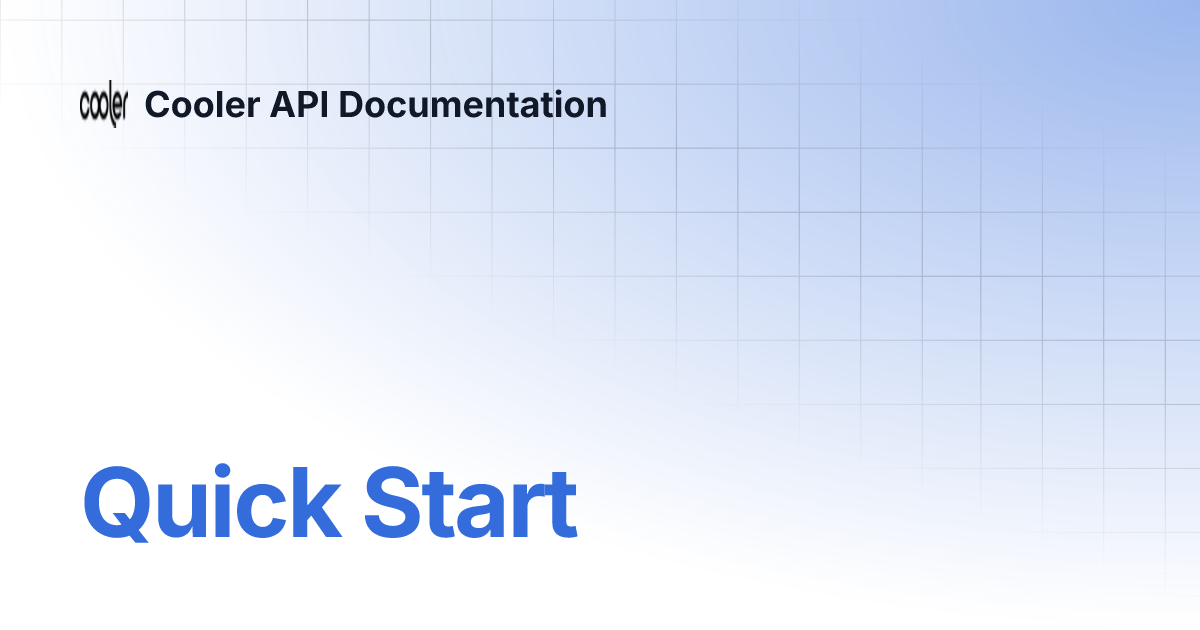 Quick start cooler api documentation